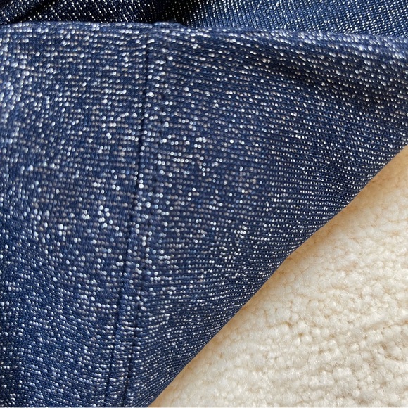 Forever 21 Stretch Mini Skirt Denim Blue With Silver Metallic Threads Size Large - Picture 6 of 8